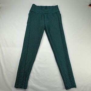 Bella Movement Slimming Leggings Teal Black Textured High‎ Waist with Pockets